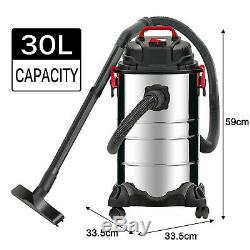 1200W 30L 4-in-1 Wet & Dry Vacuum Cleaner Dust Extractor Stainless Steel Tank