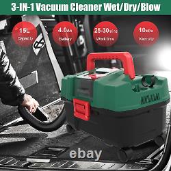 Cordless Wet Dry Vacuum Cleaner 18V 15L 3-in-1 Blower HEPA Filter Battery Charge