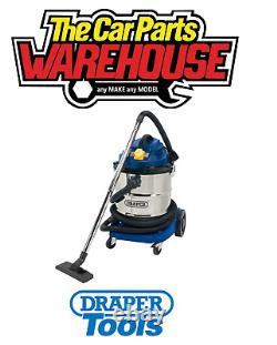 Draper 75443 50L 1500W 110V Wet and Dry Vacuum Cleaner with Stainless Steel Tank