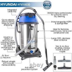 Hyundai HYVI10030 3KW, 3-In-1 Wet & Dry Electric HEPA Filtration Vacuum Cleaner