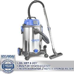 Hyundai Wet & Dry Vac Industrial Vacuum Cleaner 30L Blower 1400W Front socket