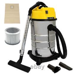 Industrial Stainless Steel Wet & Dry Vacuum Cleaner 30L Hoover Extra Powerful