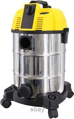 NRG Wet and Dry Vacuum Cleaner Self-Cleaning 18KPa 30L 1600W Yellow Silver