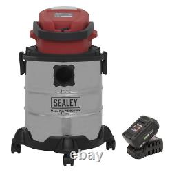 PC20VCOMBO4 Sealey 20L Cordless Wet & Dry Vacuum Cleaner 4Ah Battery & Charger