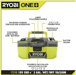 RYOBI ONE+ 18V 3 Gal. Project Wet/Dry Vacuum with Accessory Storage (Tool Only)