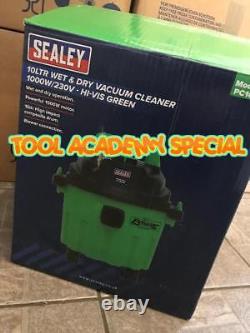 SEALEY Vacuum Cleaner Wet & Dry 10ltre 1000W / 230V BRIGHT Green