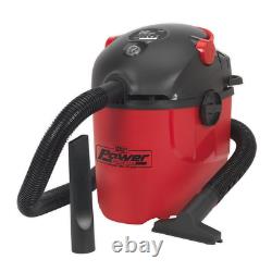 Sealey 230V 1000W Wet & Dry Vacuum Cleaner Lightweight 10L Red/Black PC100