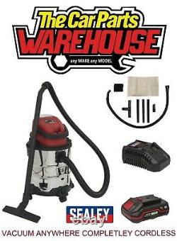 Sealey CORDLESS PC20SD20V Vacuum Cleaner Wet & Dry 20ltr 20V Car Home Workshop