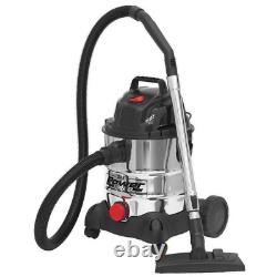 Sealey PC200SD Vacuum Cleaner Industrial Wet & Dry 20L 1250With230V Stainless Bin