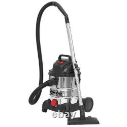 Sealey PC200SD Vacuum Cleaner Industrial Wet & Dry 20ltr 1250With230V Stainless