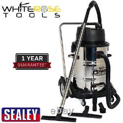 Sealey Vacuum Cleaner Industrial Wet & Dry 77L Stainless Steel Drum 2400W