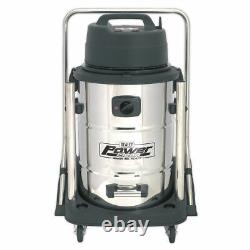 Sealey Vacuum Cleaner Industrial Wet & Dry 77L Stainless Steel Drum 2400W