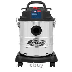 Sealey Vacuum Cleaner Wet & Dry 20L 1200W Stainless Drum