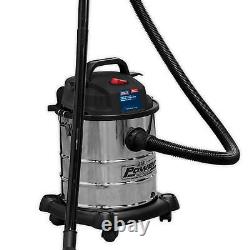 Sealey Vacuum Cleaner Wet & Dry 20l Stainless Drum High Powered Lightweight