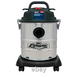 Sealey Vacuum Cleaner Wet & Dry 20l Stainless Drum Lightweight High Powered
