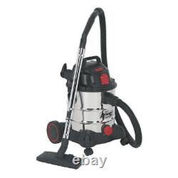 Sealey Wet & Dry Vacuum Cleaner Industrial 20ltr 1400With230V Stainless Bin Auto