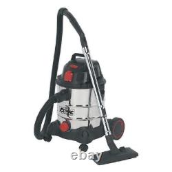 Sealey Wet & Dry Vacuum Cleaner Industrial 20ltr 1400With230V Stainless Bin Auto