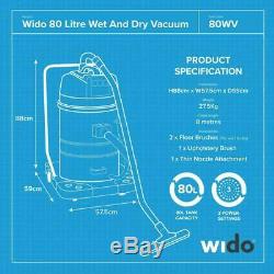 WET AND DRY VAC VACUUM CLEANER INDUSTRIAL 80L LITRE 3000W CARWASH HOOVER Wido